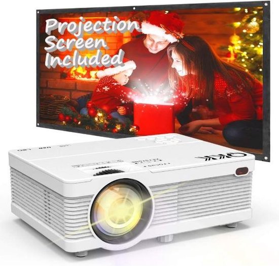 QKK Beamer Met Schermondersteuning - Mini Projector (HDMI VGA SD USB ...