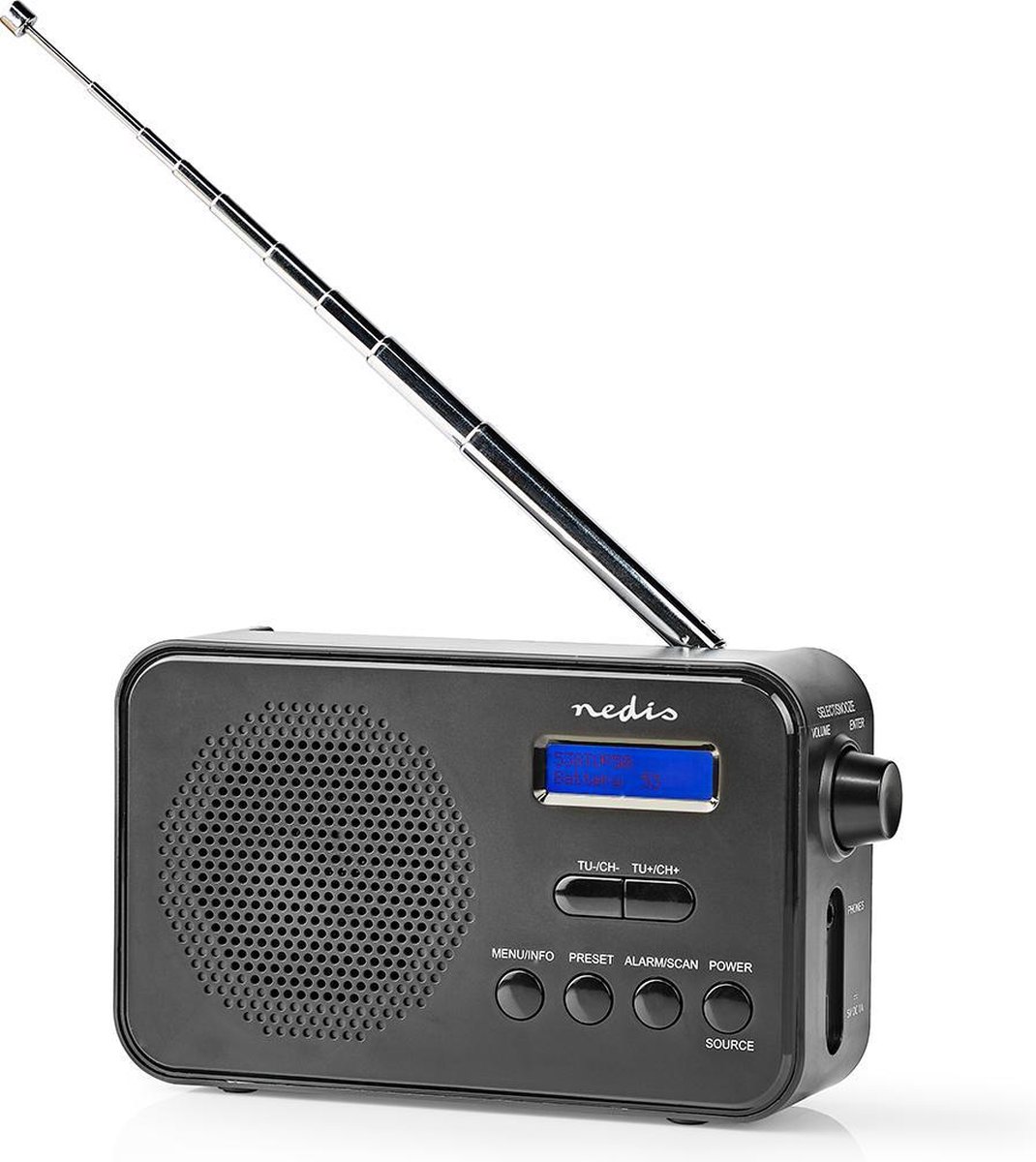 Nedis DAB+ Radio 3.6 W FM Klok & Alarm Functie Zwart