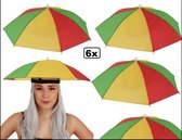 6x Hoofd paraplu rood geel groen