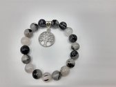 Zwarte toermalijn powerbead met tree of life