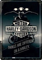 Harley-Davidson Things are different ​on a Harley Metalen Postcard 10 x 14 cm.