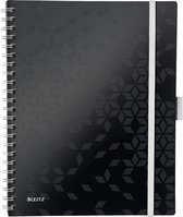 Leitz WOW Be Mobile Spiraalgebonden Notitieboek  met Kunststof Kaft - 80 A4 Vel - Geruit - met Geïntegreerde 3-klepsmap  - FSC Gecertificeerd - Zwart