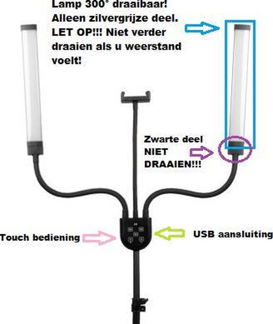 Lmaqfum Tafellamp Nagelstudio 73cm - Dimbare LED Met Afstandsbediening - 3 Kleurtemperaturen
