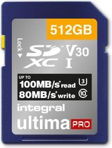 Integral Memory card UltimaPro X2, Class 10 V30 SDXC card 512GB 100MB/s
