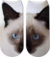 Twee-delige enkelsokken Kat - kattensokken - fotoprint enkelsokken - Unisex - Maat 36-41