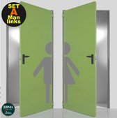 WC deurstickers man Links donker Grijs