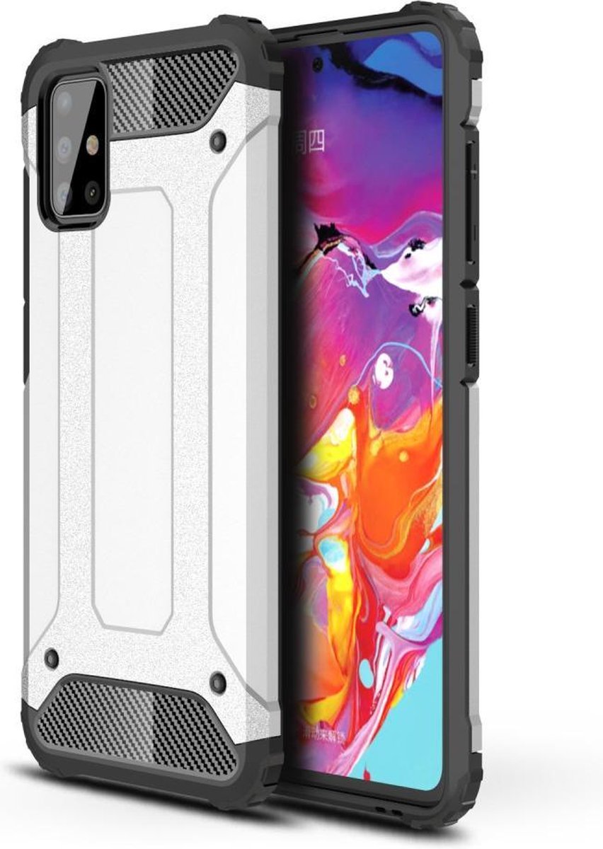 Armor Hybrid Back Cover - Geschikt voor Samsung Galaxy A71 Hoesje - Grijs