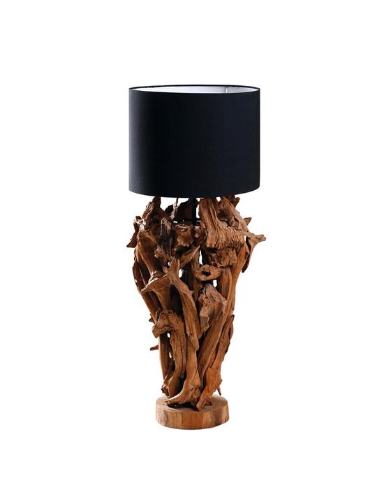 Veilig vrouw Staren Landelijke houten staande lamp Vincius Teak Vloerlamp 130cm - Wortel lamp  met croco... | bol.com