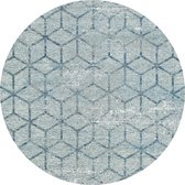 Rond vloerkleed vintage - Tapijten woonkamer - Geometrisch - Blauw - 280ø