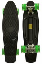 Sajan - Skateboard - LED Wielen - Penny board - Zwart-Groen - 22.5 inch - 56cm - Diverse Kleuren