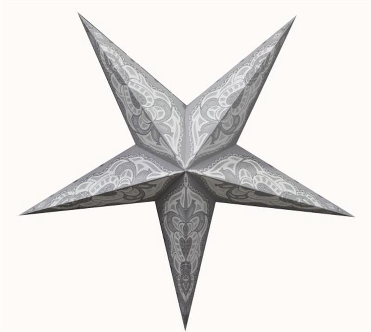 Zilveren papieren luxe kerstster met fitting en stekker - 60 cm.