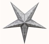 étoile de Noël de luxe - argent - en papier - avec raccord et bouchon - 60 cm - commerce équitable