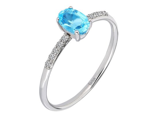 Gouden Diamant en Blauw Topaas Solitaire Luxe Ring Trouwring  Verlovingsring- Size... | bol.com