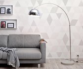 Vloerlamp Big-Deal Eco zilveren betonsokkel in hoogte verstelbare booglamp