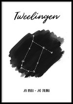 Sterrenbeeld tweelingen Poster - 30x40cm – WALLLL