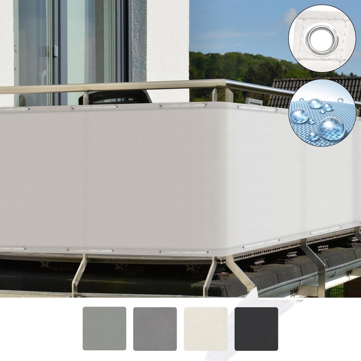 Sol Royal PB2 – Balkonscherm Wit 300 x 90 cm – Balkondoek Waterafstotend – UV Bescherming – incl. Bevestigingsmateriaal