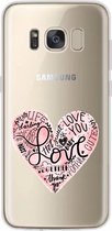 Samsung Galaxy S8 Plus transparant siliconen hoesje - Hartje met love tekst