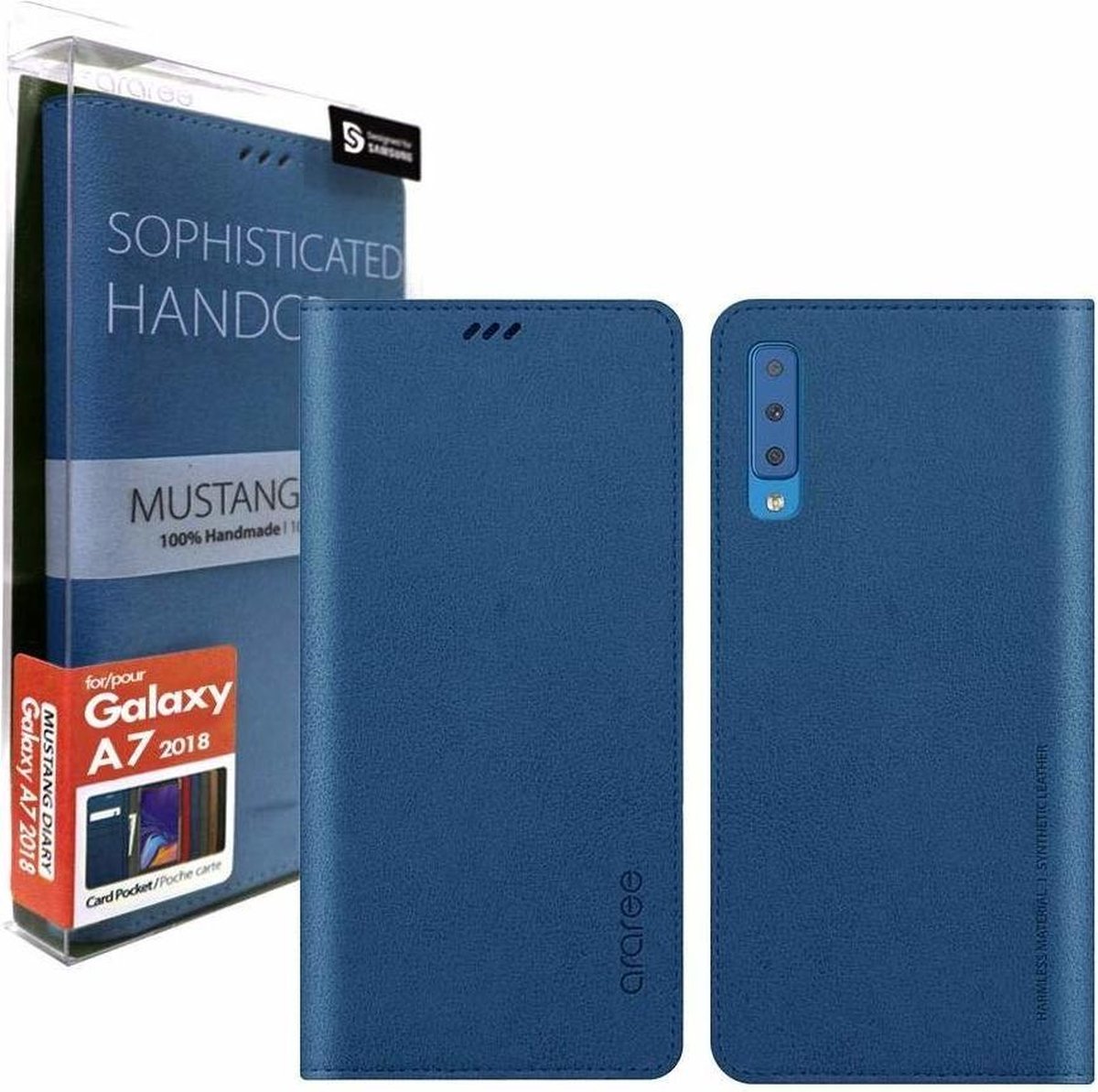 Samsung Galaxy A7 (2018) Araree Mustang Diary Portemonnee Hoesje - Blauw