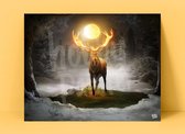 Hobby Painter - Fire deer - Diamond Painting - 50x40 cm - Vierkant - Compleet pakket