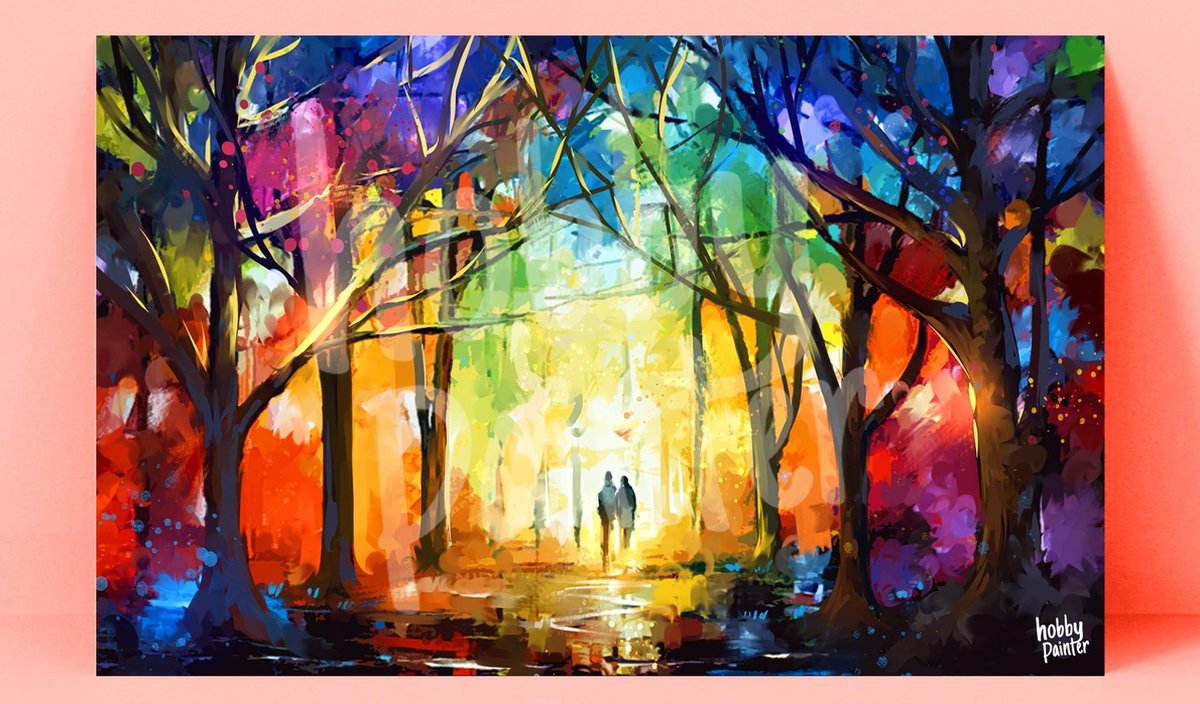 Hobby Painter - Rainbow forest - Diamond Painting - 55x35 cm - Vierkant - Compleet pakket