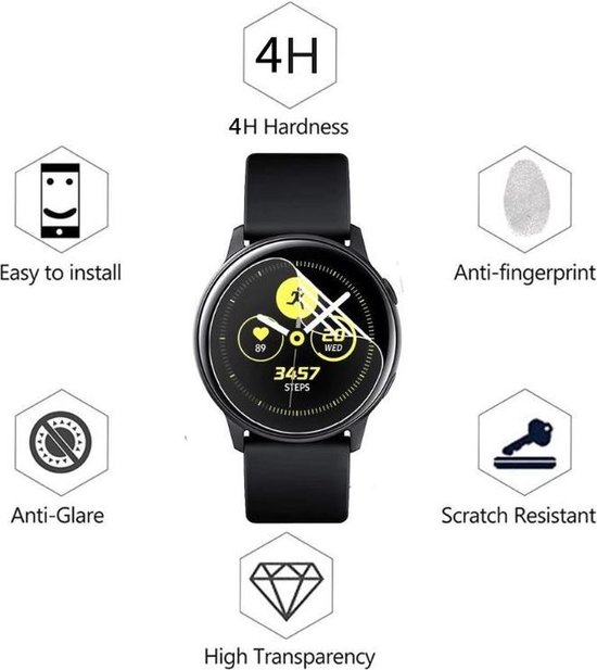 Screenprotector voor de  Galaxy Watch Active|Bescherm Folie 2-Pack|Protection|Bescherming|Cabantis|Smart Watch
