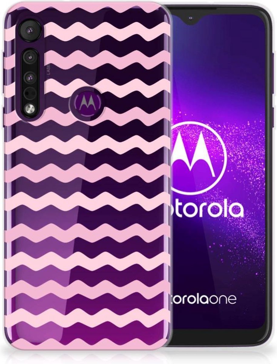 Motorola One Macro TPU bumper Waves Roze