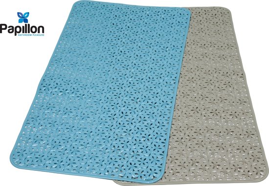 Papillon antislip badmat - Bloemen Blauw