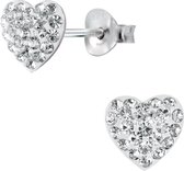Joy|S - Zilveren hart oorbellen kristal 11 x 10 mm Valentijn