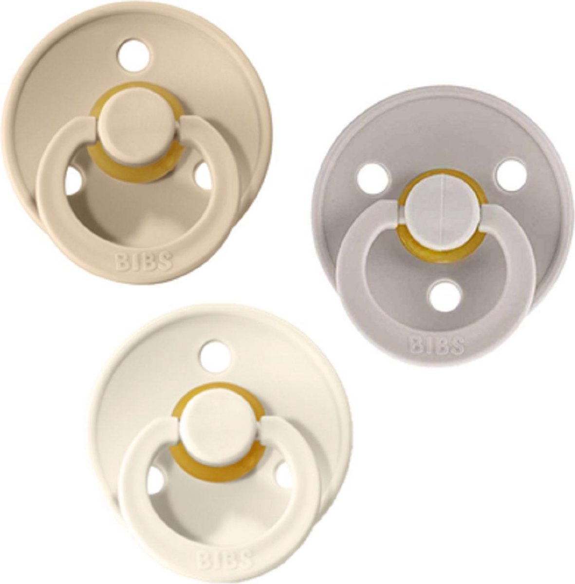 Bibs Fopspeen 3 stuks maat 2 6-18 maanden |Vanilla, Ivory White en Sand