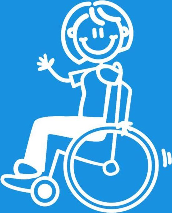 Moeder in rolstoel - autosticker - wit - 9,8 cm