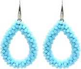 Dielay - Oorbellen met Glaskralen - Facet Geslepen - Oorhangers - 4,5x3,5 cm - Fel Blauw