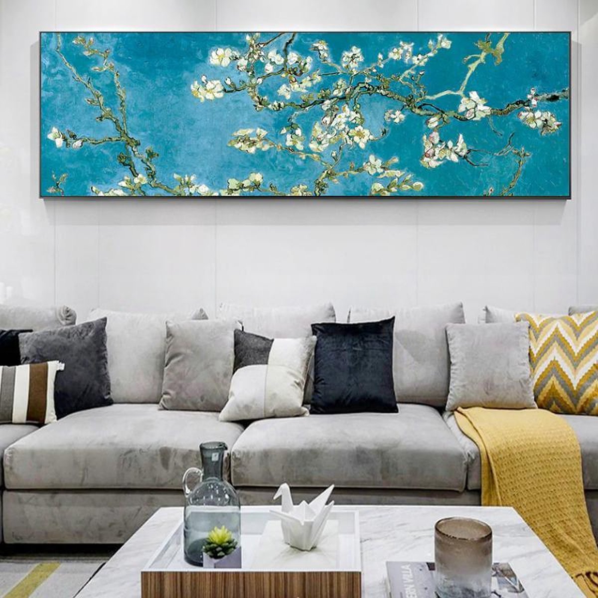 Canvas Schilderij * Vincent Van Gogh: Almond Blossom * Kleur - 50 x 150 cm - Merkloos