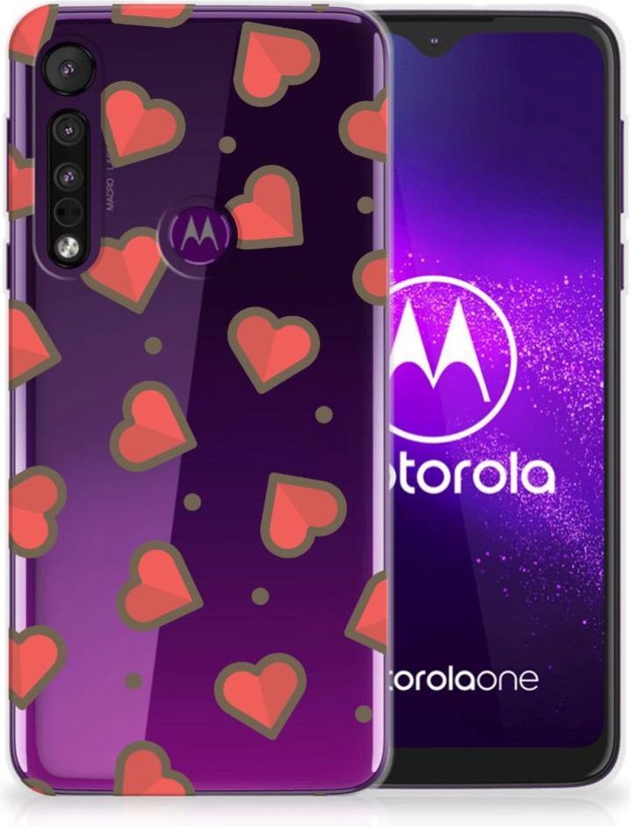 Back Cover voor Motorola One Macro TPU bumper Hearts