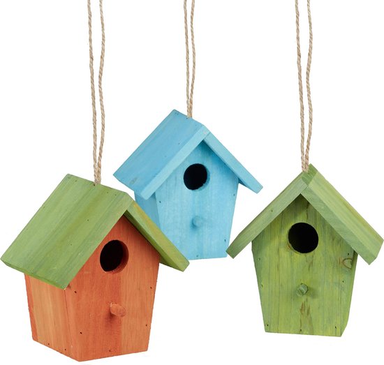 Relaxdays decoratie vogelhuis - vogelhuisje - mini nestkastje - vogelkastje - hout -... |