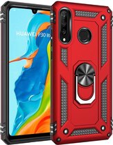 Huawei P30 Lite Hybride Hoesje met Kickstand Rood