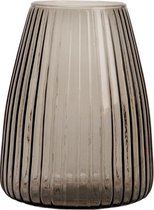 XLBoom - DIM STRIPE Medium - Bloemenvaas met gestreept glas - Grijs (smoke grey) - Ø17.5xh23cm