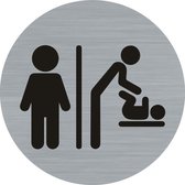 Panneau de porte - panneau de toilette - toilette homme - table à langer - panneau - homme - bébé - table à langer - rond avec aspect acier inoxydable