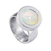 Quiges Dames Ring RVS Zilverkleurig met Opaal Mini Coin - SLSRS55420