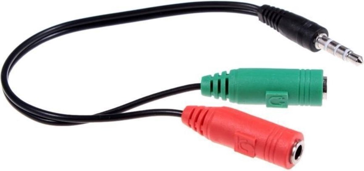 Ninzer 3.5 mm Jack Headset Splitter - Audio en Microfoon Splitter - TRRS naar 2x 3,5 mm Female - AUX Adapter