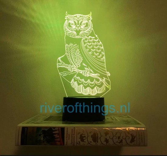 Nachtlampje uil, LED Nachtlamp tafellamp UIL, mooie 3d illusie lamp - 7  kleuren | bol.com
