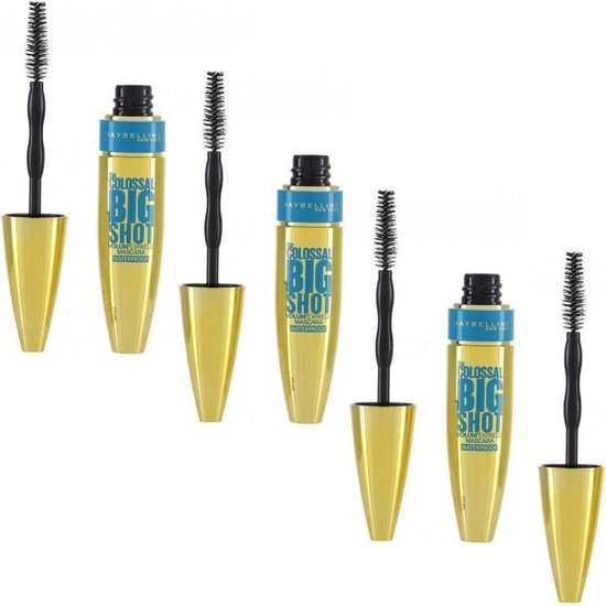 Maybelline Colossal Big Shot Black Waterproof Mascara 3 Stuks Voordeelverpakking 7254