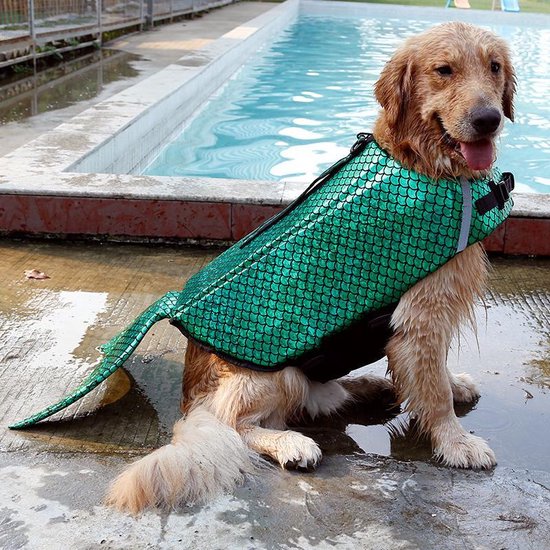 DOEGLY - Zwemvest voor honden - zwem jas - zwemondersteuning voor honden - GROEN - LARGE (L)