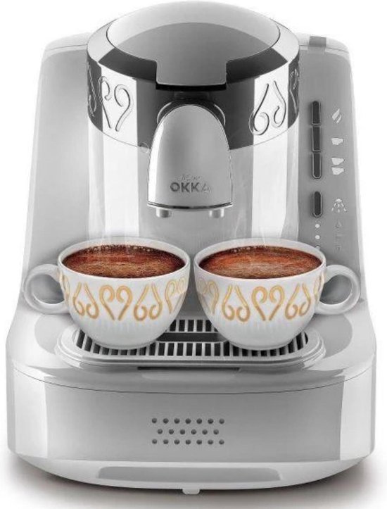 Arzum OKKA Turkish Coffee Machine| OK002WHITE| White - Chrome |Turks Koffizetapparat - Wit & Zilver - Full Automatic | 2 kopjes