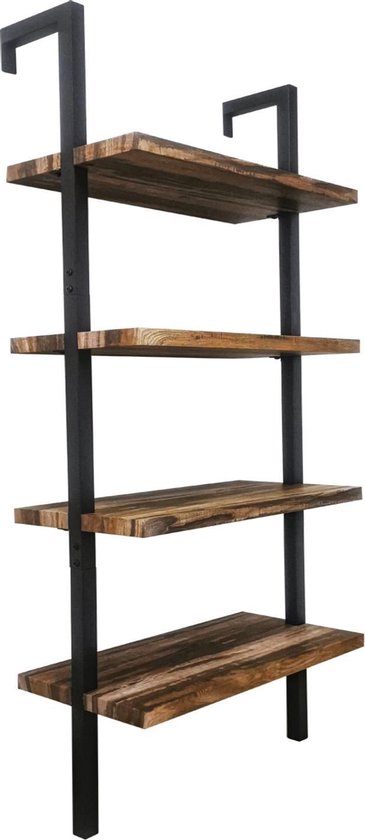 Wandkast wandrek ladder Stoer metaal hout industrieel design open  boekenkast 152 cm... | bol