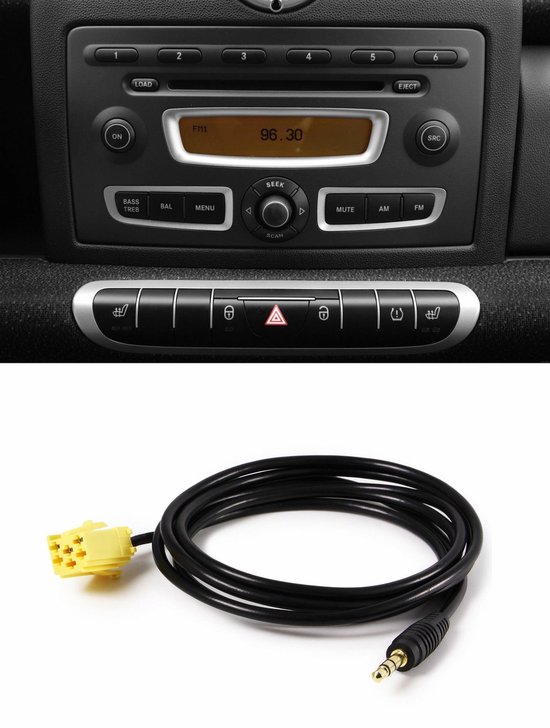 Smart For Two 451 Aux Kabel Adapter Radio Mp3 Youtube Iphone | bol.com