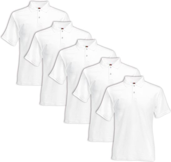 Fruit of the Loom polo homme taille XXL 5 pièces (blanc)