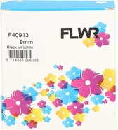 FLWR - Printetiket / 40913 / Zwart op Wit - geschikt voor Dymo