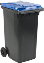 Afvalcontainer 240 liter grijs met blauw deksel