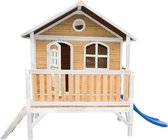 AXI Stef Maison Enfant avec Toboggan bleu - Aire de Jeux pour l'extérieur en marron & blanc - Maisonnette / Cabane de Jeu en Bois FSC