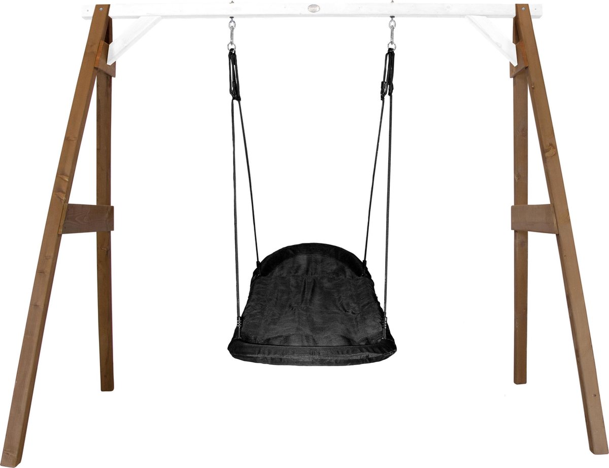 Axi Nestschommel Roxy Met Frame Van Hout In Bruin & Wit Vrijstaande Schommel